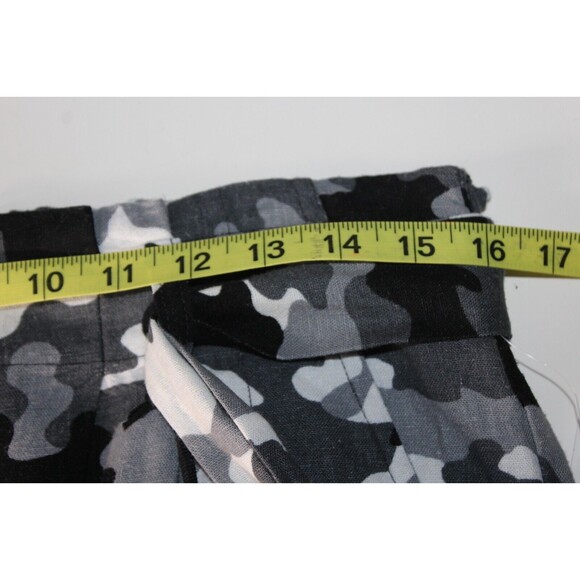 NWT BeBop Large Women Shorts Pocket Tie Waist Belted Linen Blend Black Gray Camo - Picture 8 of 10